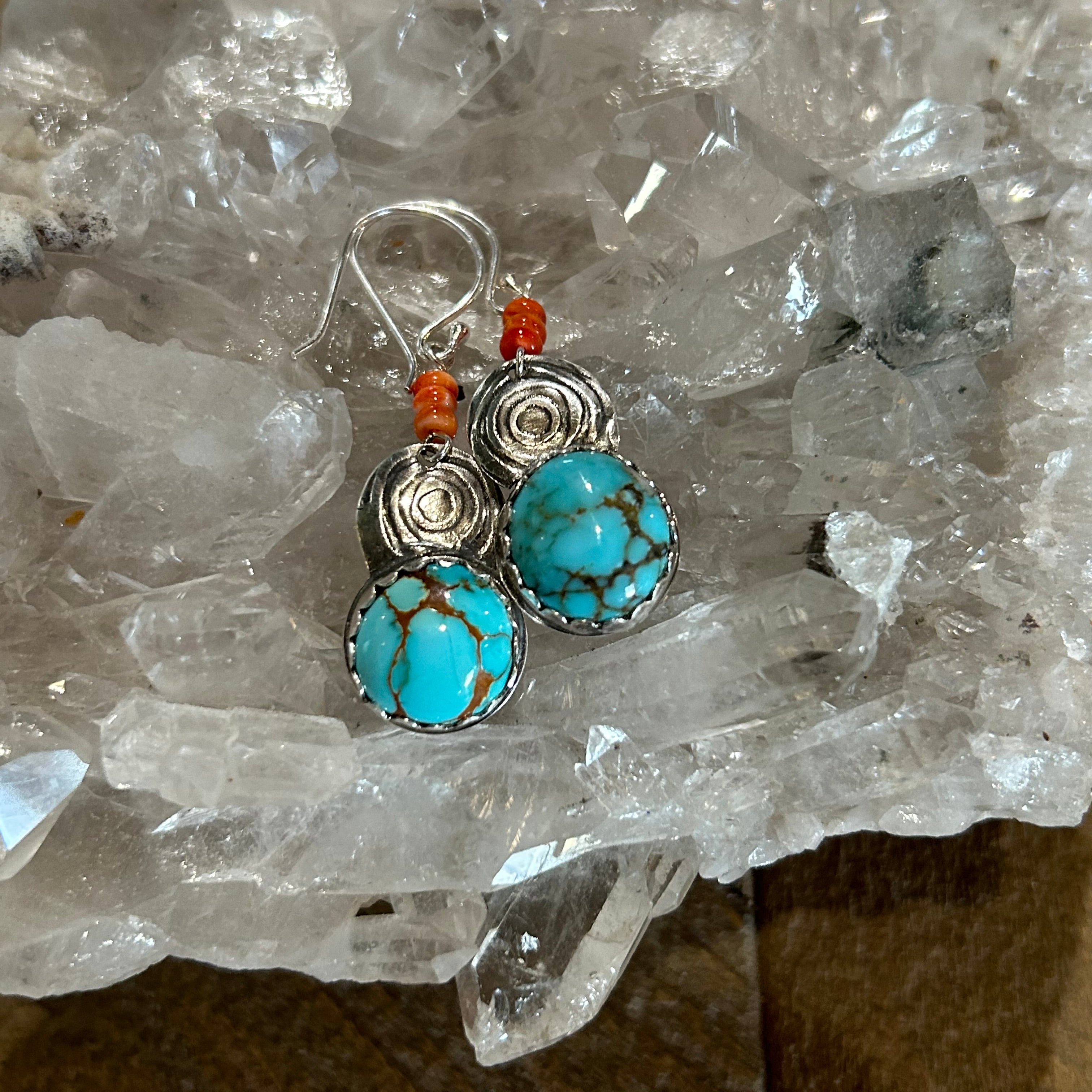 Blue Moon Turquoise Earrings Sky Blue Sterling Silver Spiny Oyster Southwestern