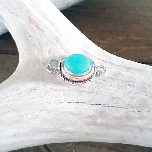 AAA Blue LONE MOUNTAIN Turquoise Clasp Sterling Southwestern 8x10mm