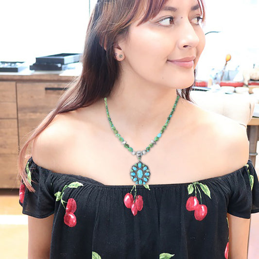 Gorgeous Blue Bird Sonoran Turquoise Necklace Sterling Southwestern Elegance