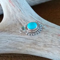 Gem Grade Sleeping Beauty Turquoise Clasp Sterling Granulated Twist Wire Style 7x9mm Oval