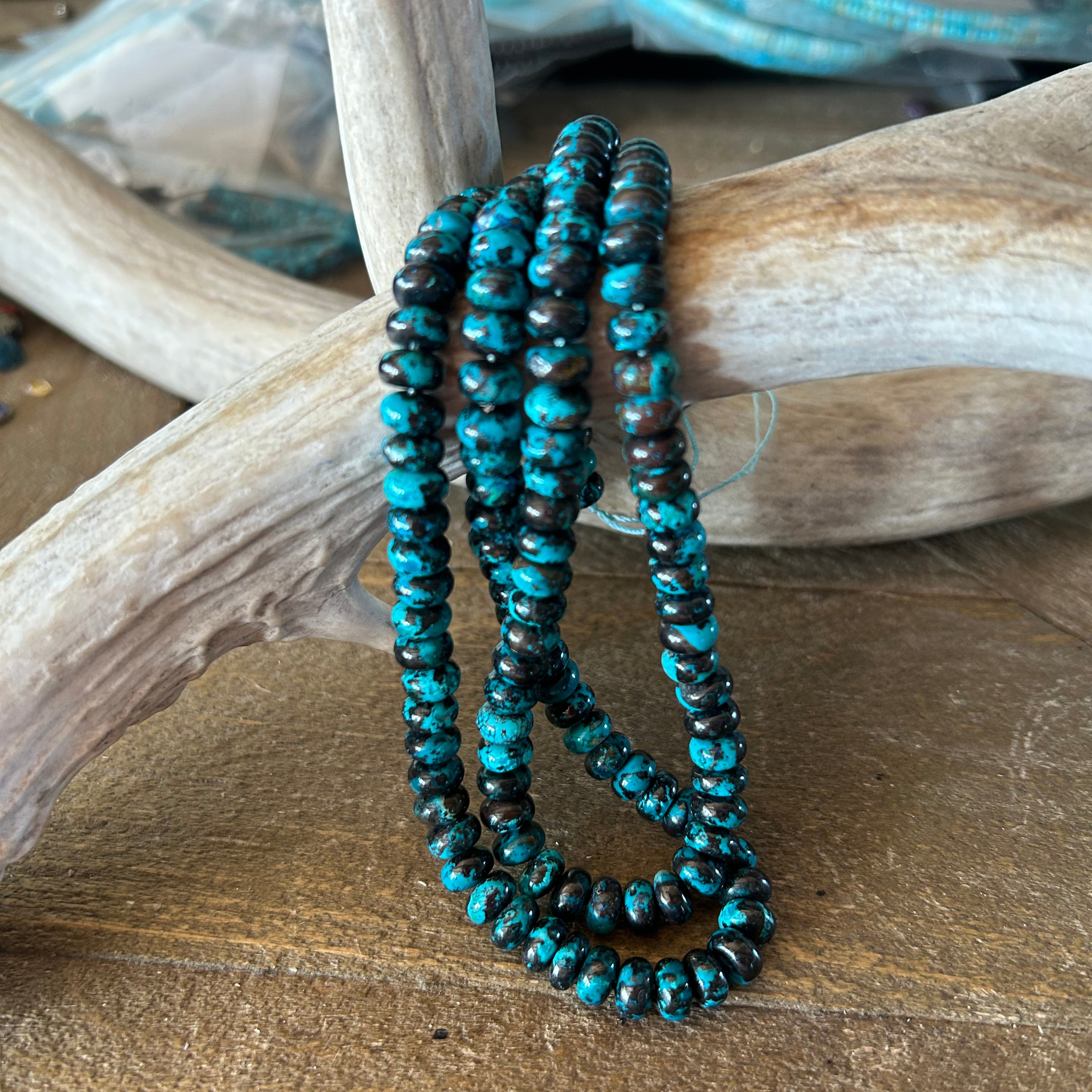 AAA Deep Blue Azurite Peacock Chrysocolla Shattuckite Beads Rondelle 8mm
