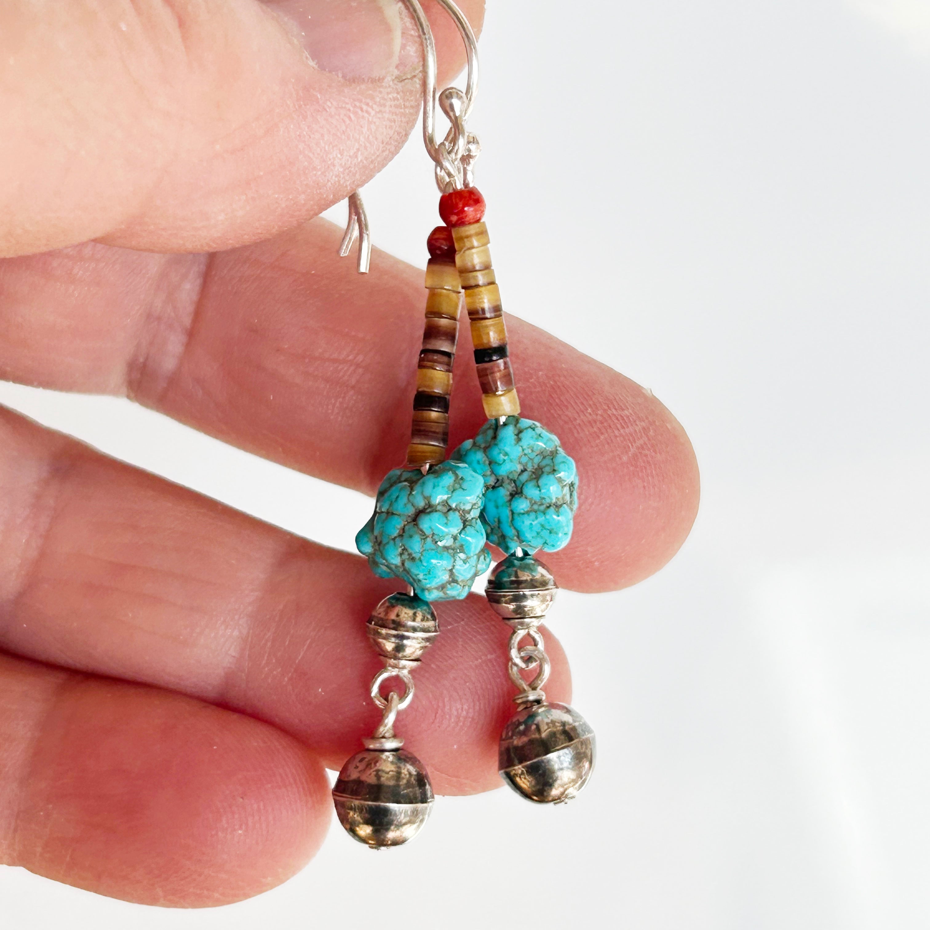 AAA SONORAN TURQUOISE and Shell Spiny Oyster Earrings Southwest Boho
