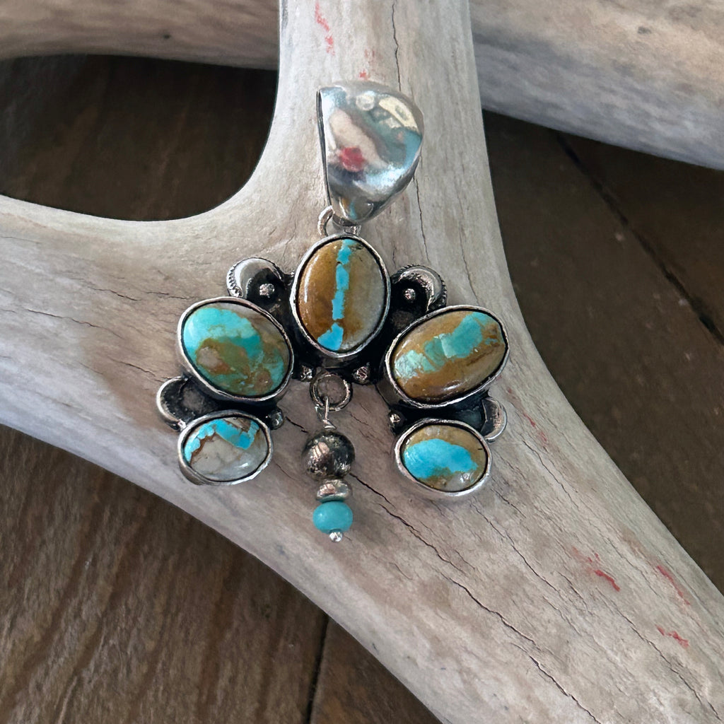 Royston Ribbon Turquoise Naja Moon Pendant Sterling Silver Southwest Elegance