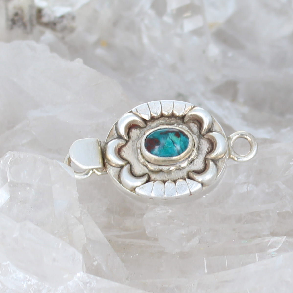 Chrysocolla Clasp Sterling Oval Moon Petal Style