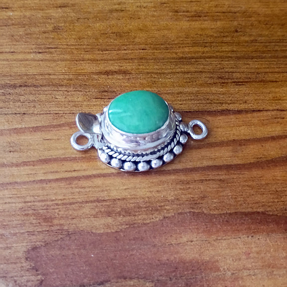 Gemmy Green Variscite Clasp Sterling Oval 8x10mm NewWorldGems