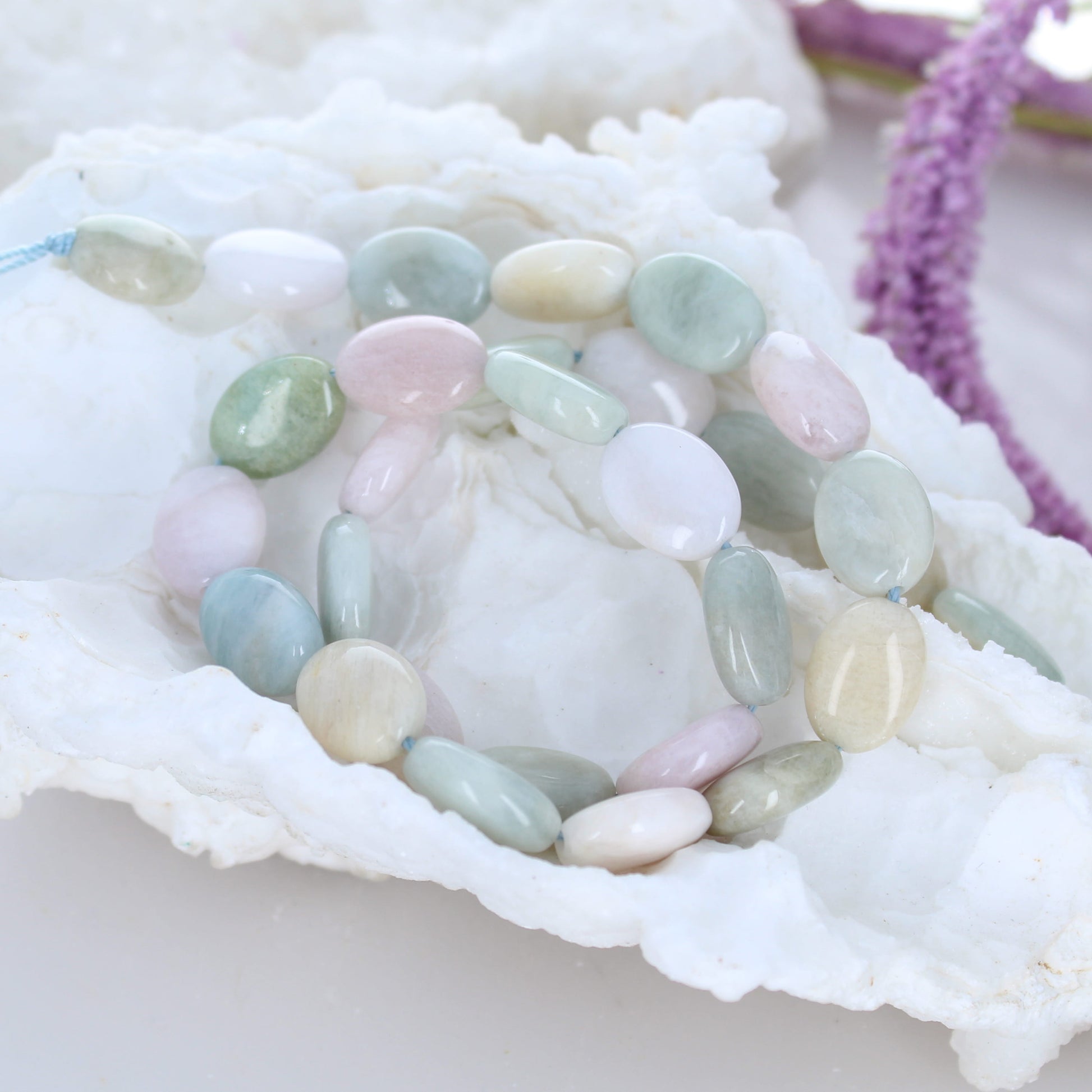 Pastel Aquamarine Beads Oval Multi Color 14X10mm 16" -NewWorldGems