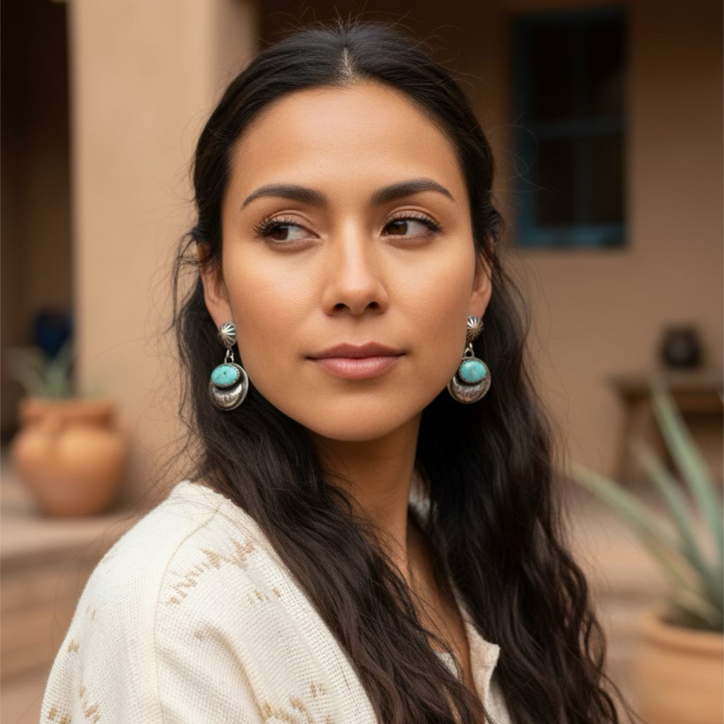 Carico Lake Moon Turquoise Earrings Southwest Robins Egg Blue