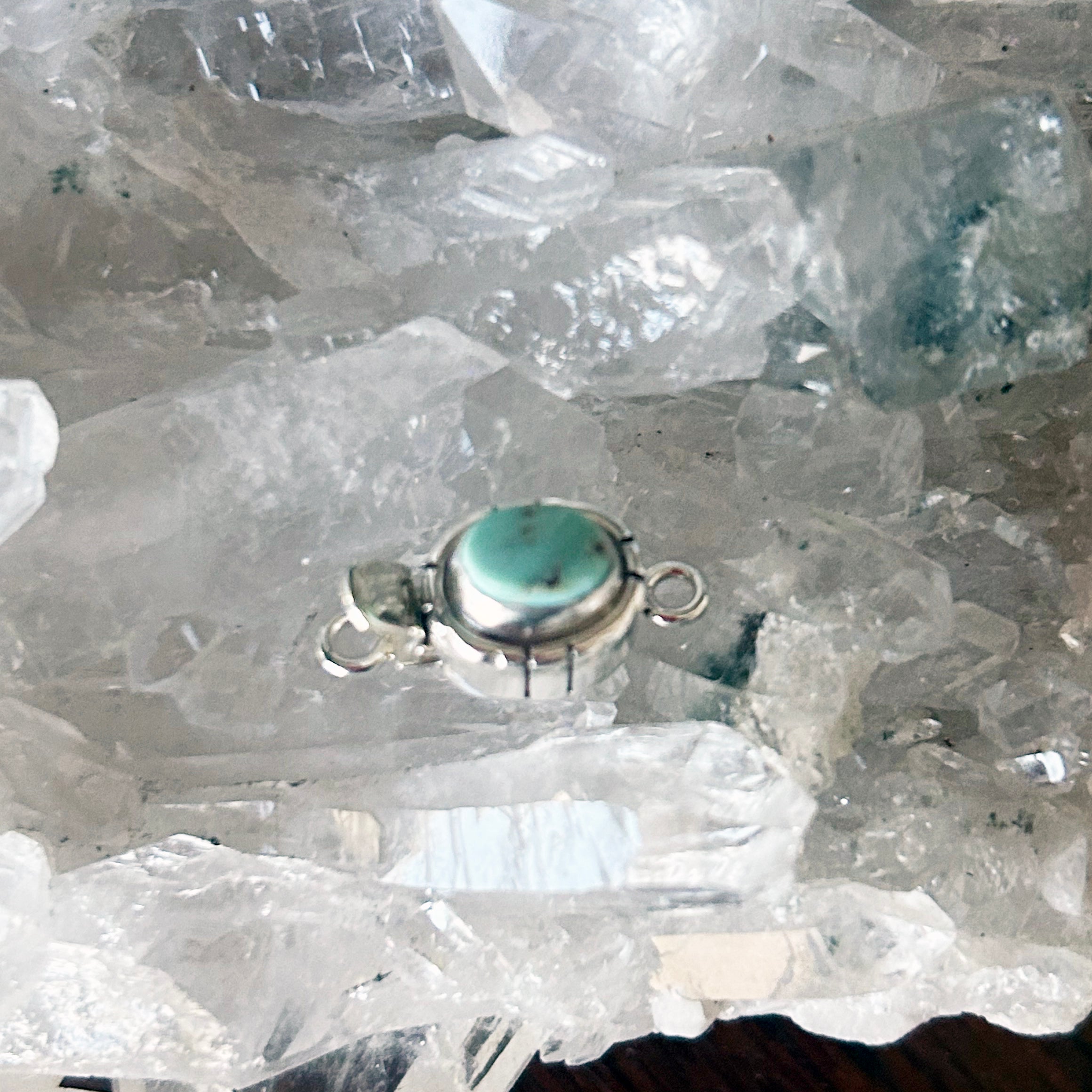 AAA DRY CREEK Turquoise Clasp Pale Blue 6.5x8mm Sterling Southwestern Style