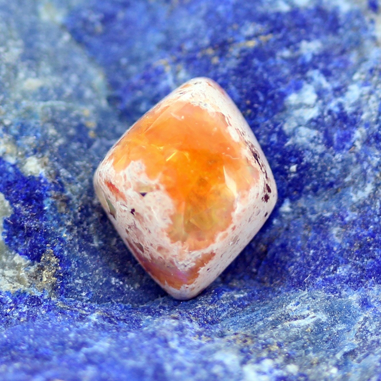 Mexican Opal Cabochon Sunset Orange Diamond Shape -NewWorldGems