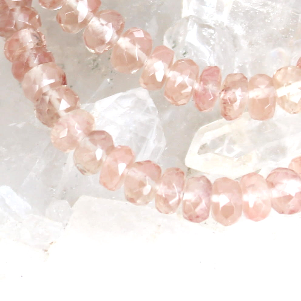 AAA Oregon Sunstone Faceted Rondelle Beads 18" Pink Champagne 5-7.7mm