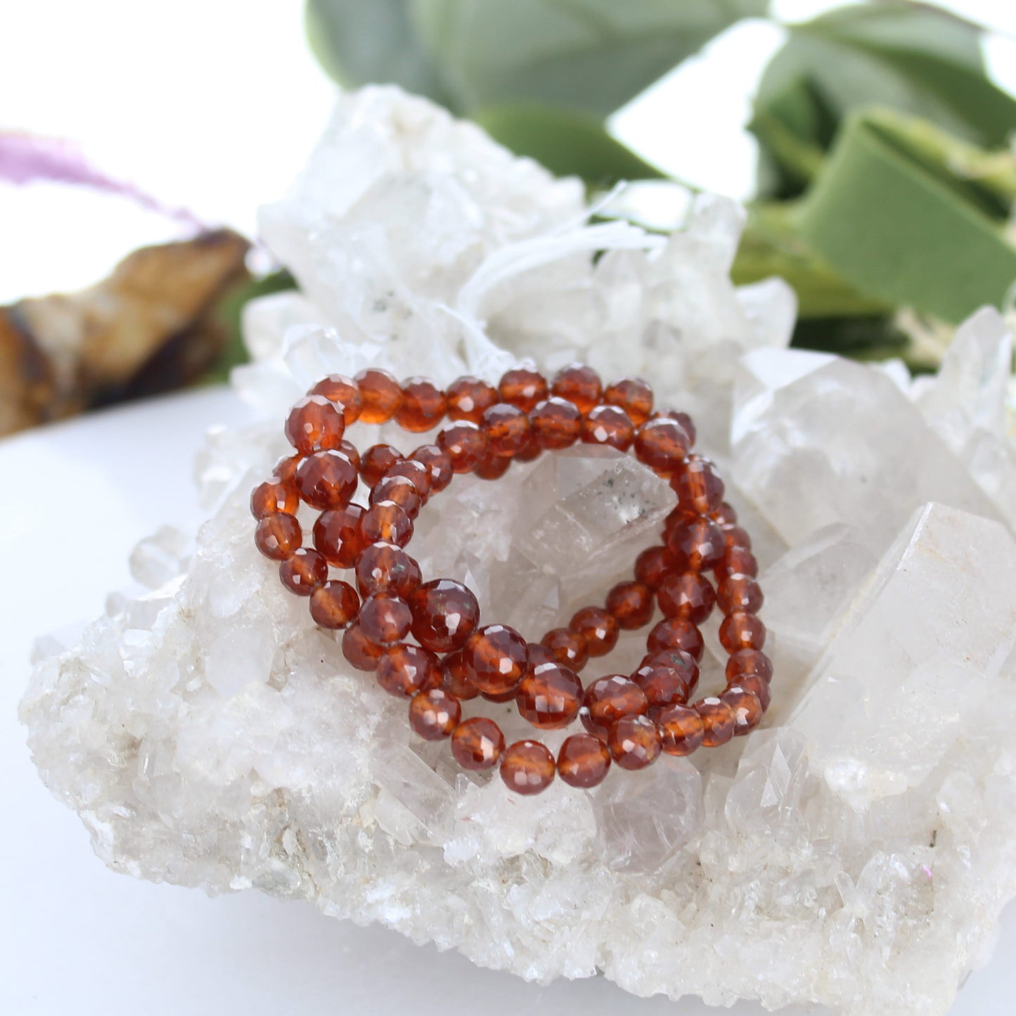AAA HESSONITE GARNET Graduated Faceted Round Beads