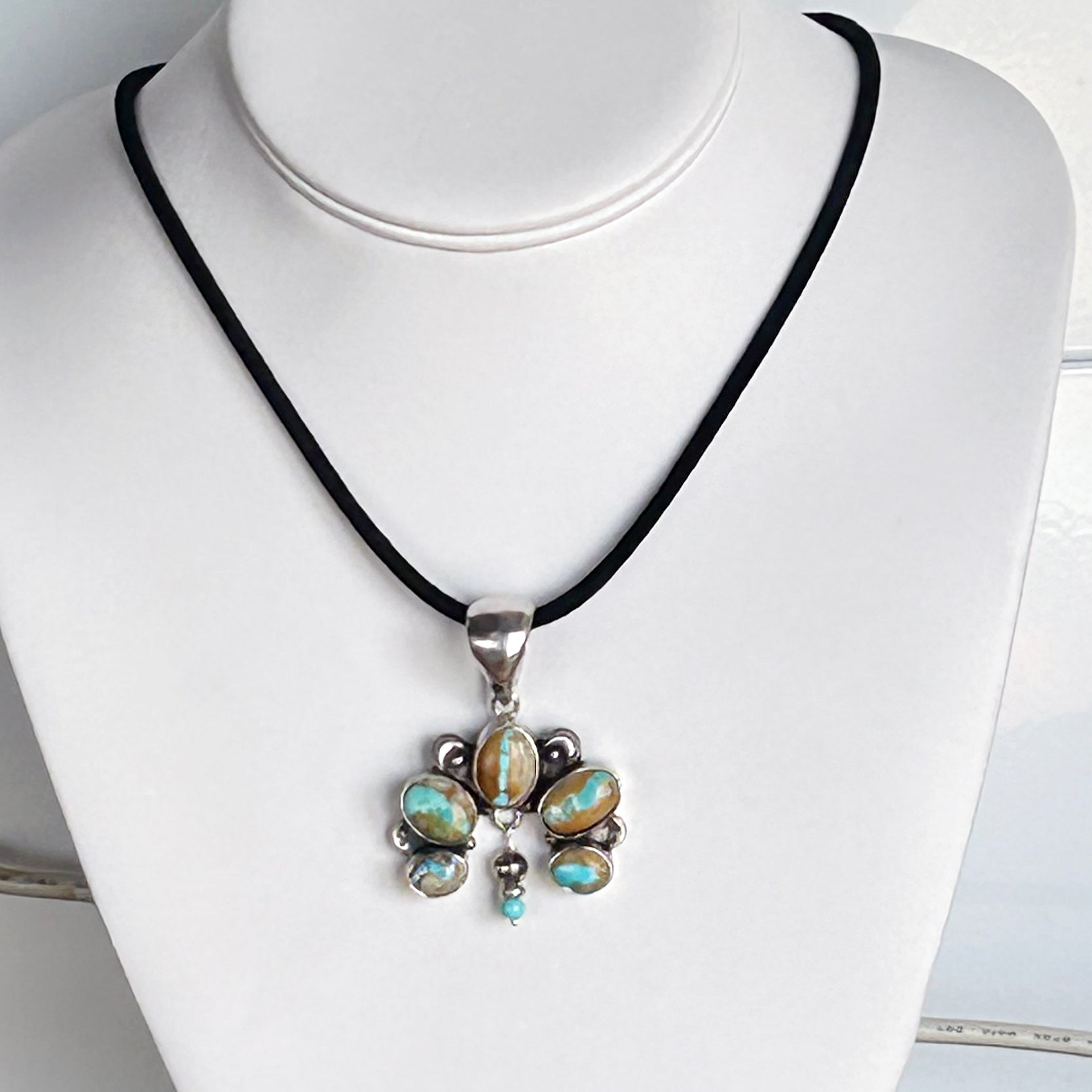 Royston Ribbon Turquoise Naja Moon Pendant Sterling Silver Southwest Elegance
