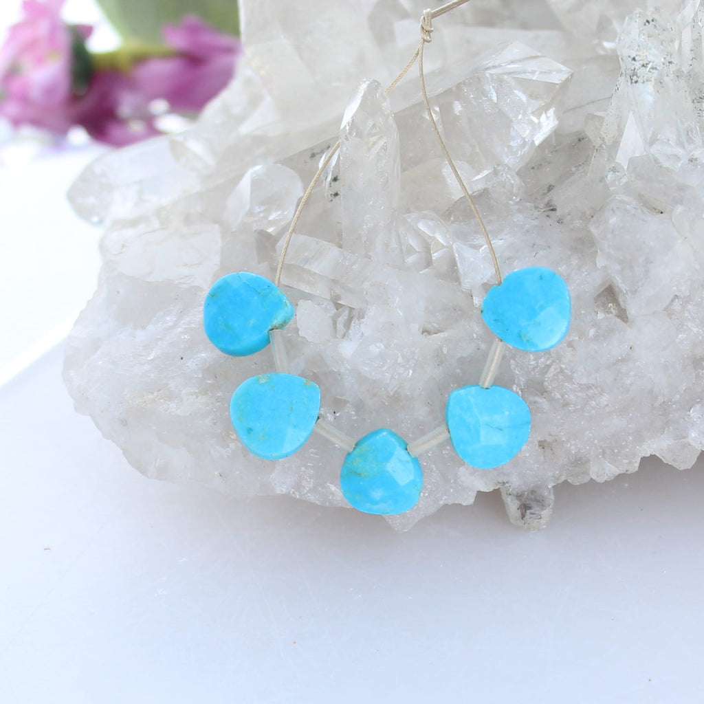 Bright Blue TURQUOISE Beads Briolettes 5 Pcs