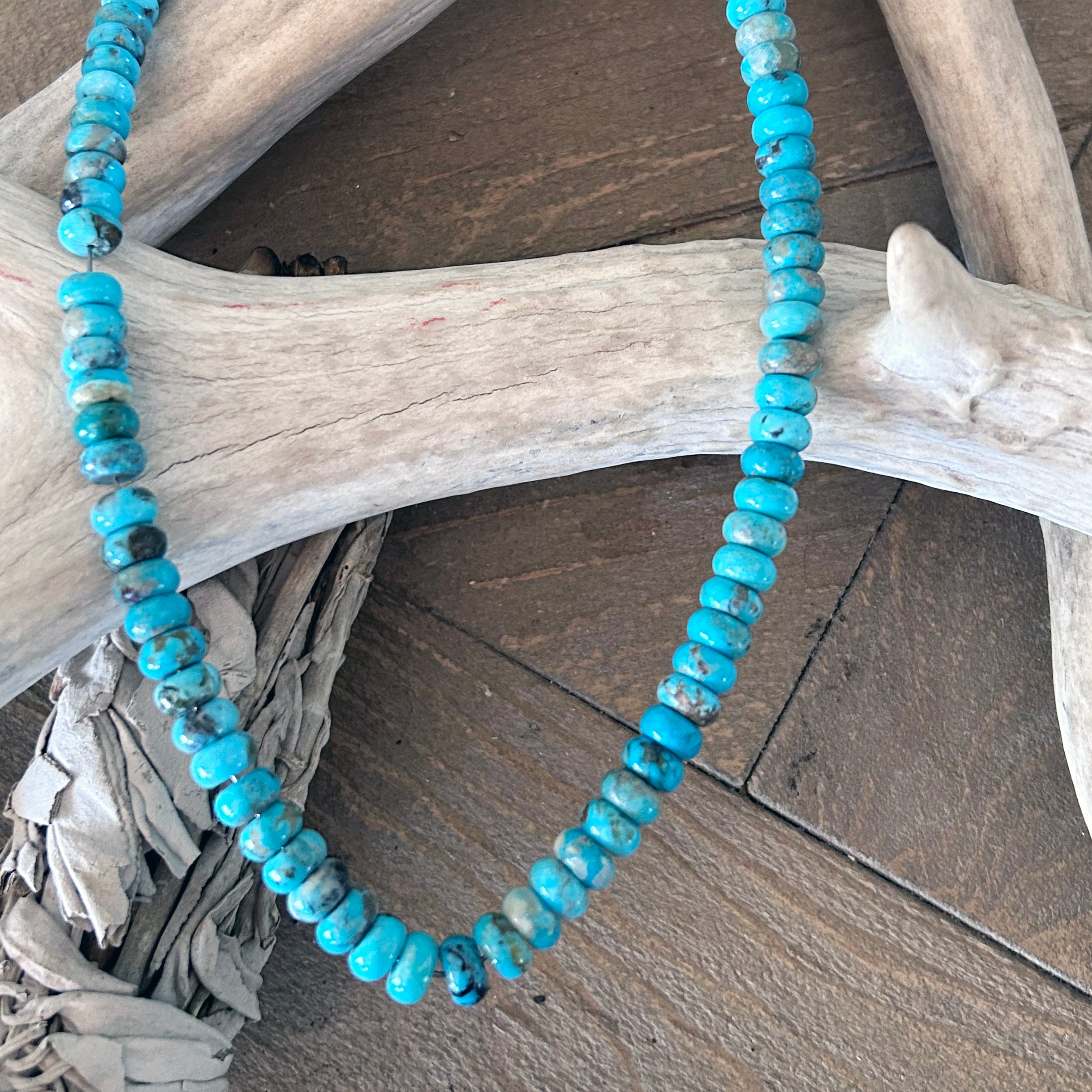 AAA Sky Blue KINGMAN TURQUOISE BEADS 8mm Rondelles 16"