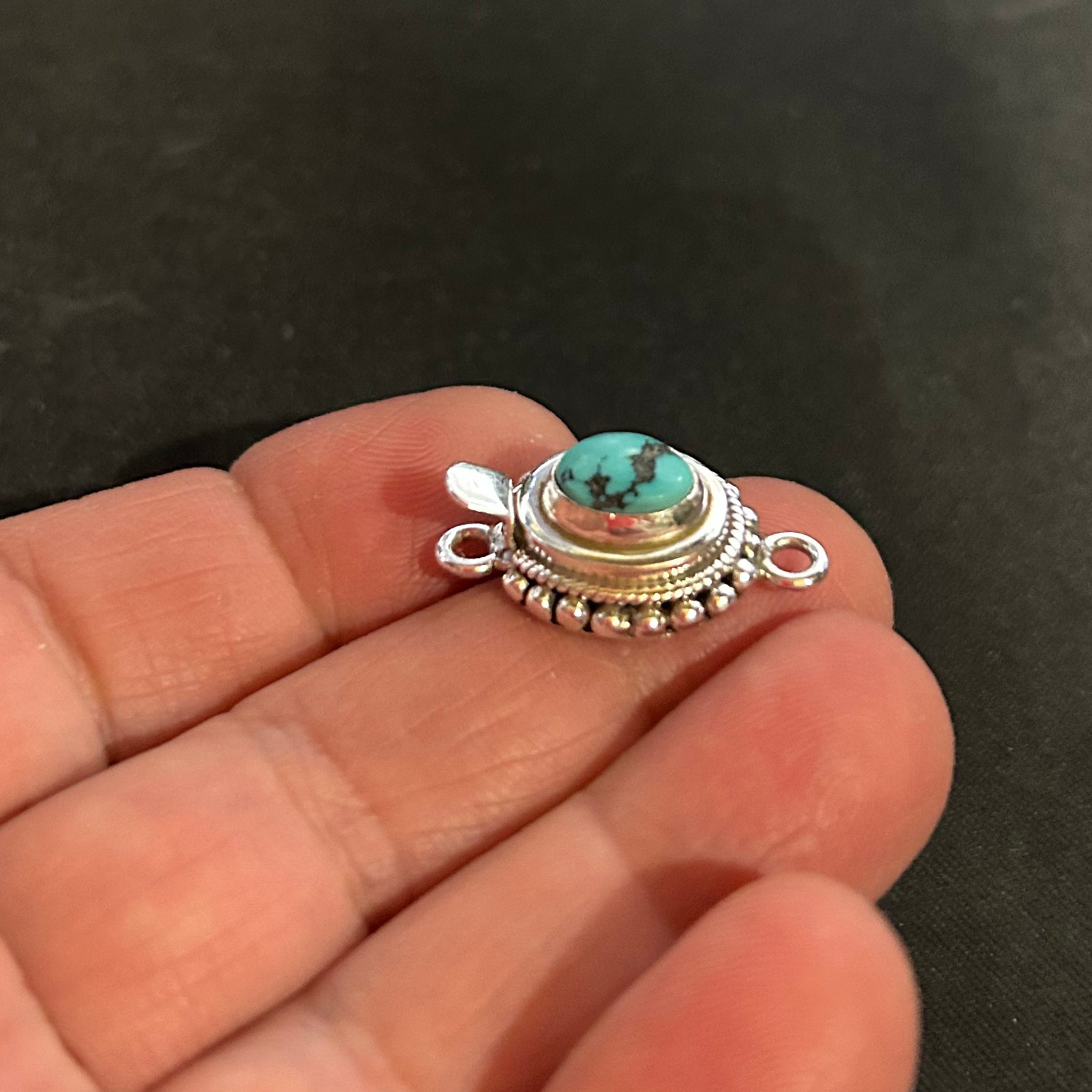 AAA Vintage Godber Nevada Turquoise Sterling Silver Clasp 7x9mm