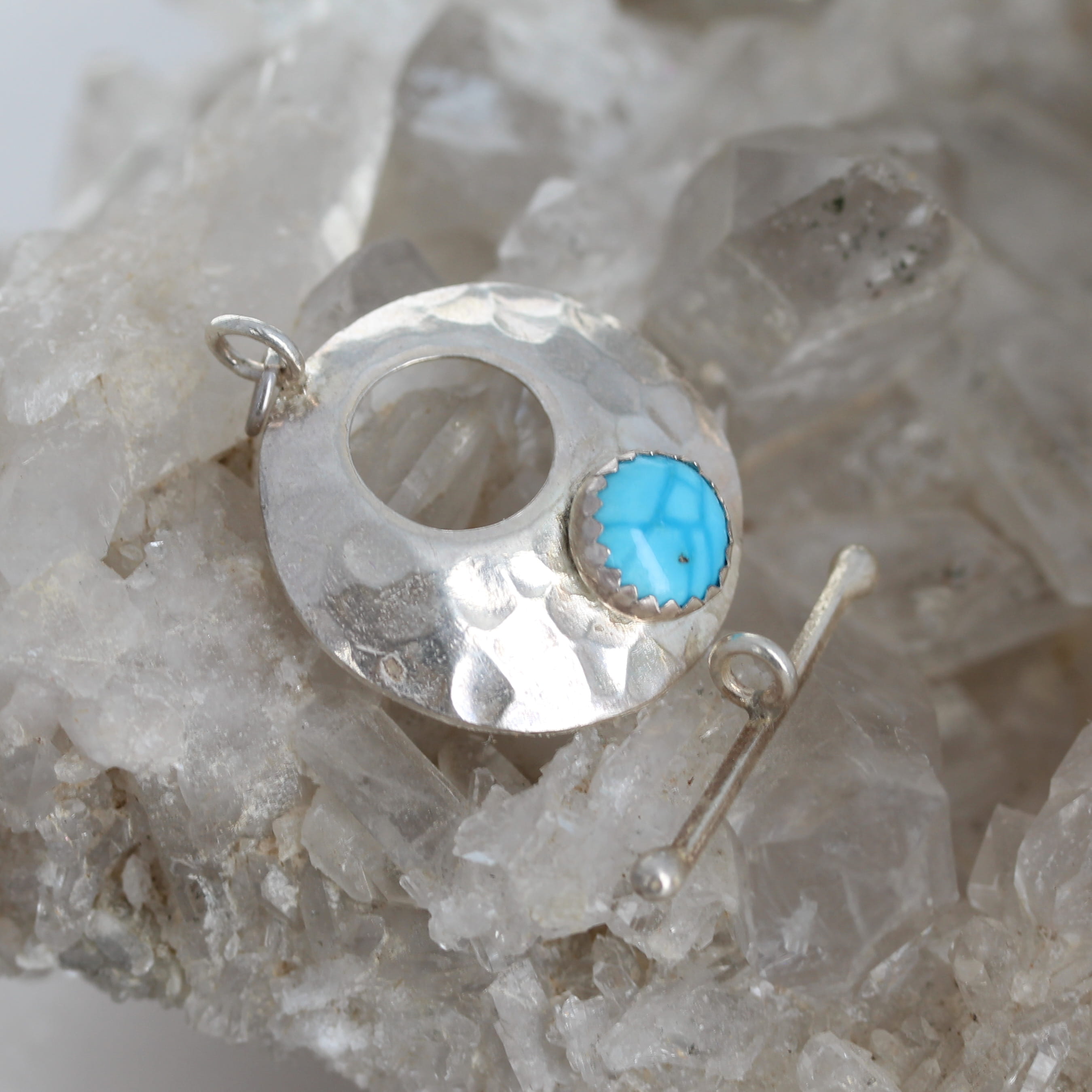 Bright Blue Sonoran Rose Mexican Turquoise Toggle Clasp Sterling