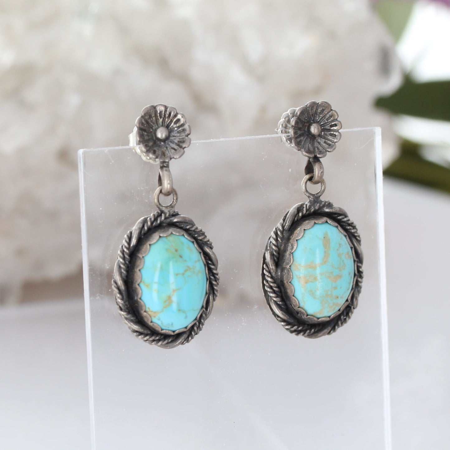 AAA TURQUOISE Earrings #8 Mine Sterling Nevada Southwest