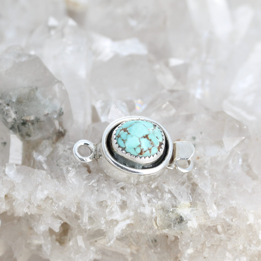 DRY CREEK TURQUOISE Clasp Sky Blue Oval Sterling 9x11mm