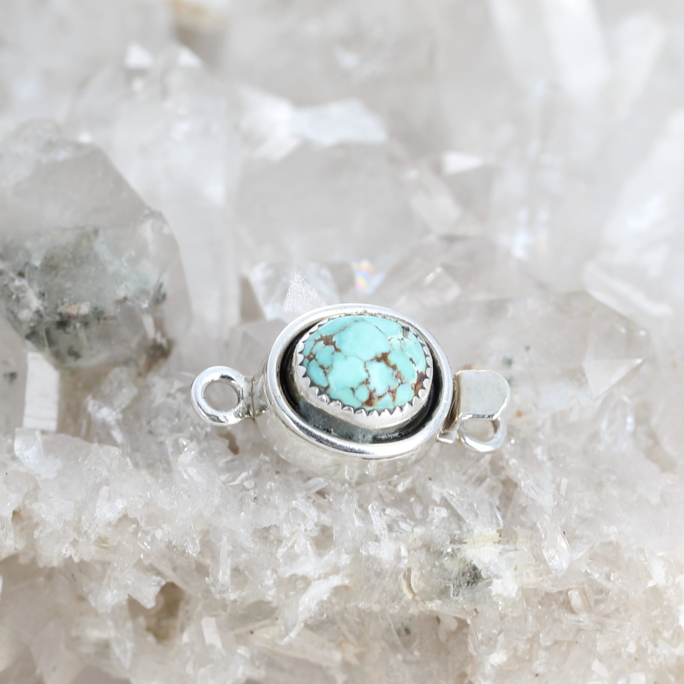 DRY CREEK TURQUOISE Clasp Sky Blue Oval Sterling 9x11mm