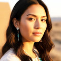 Carico Lake and White Buffalo Turquoise and Shell Sterling Earrings