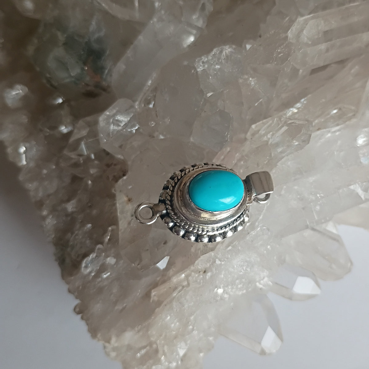 Gem Grade Blue LONE MOUNTAIN Turquoise Clasp Sterling Southwestern 8x10mm