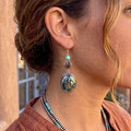 AAA Nevada Black Jack Turquoise Earrings Sterling Dangles Unique