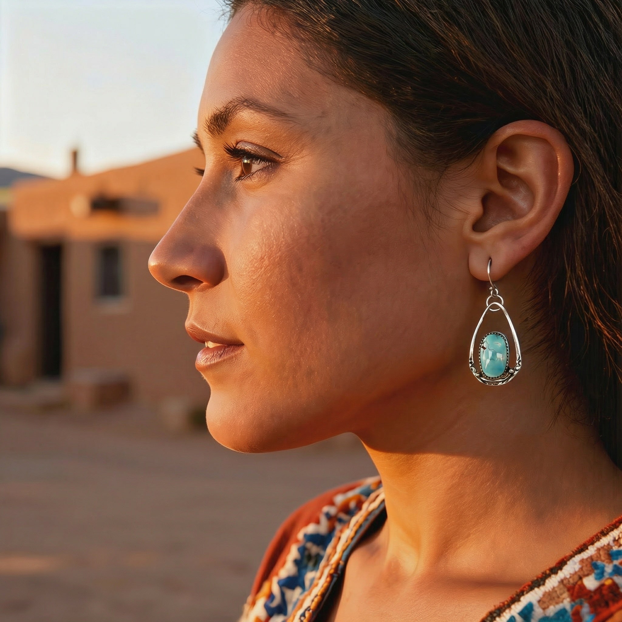 Dreamy Sky Blue Lone Mountain Turquoise Sterling Earrings