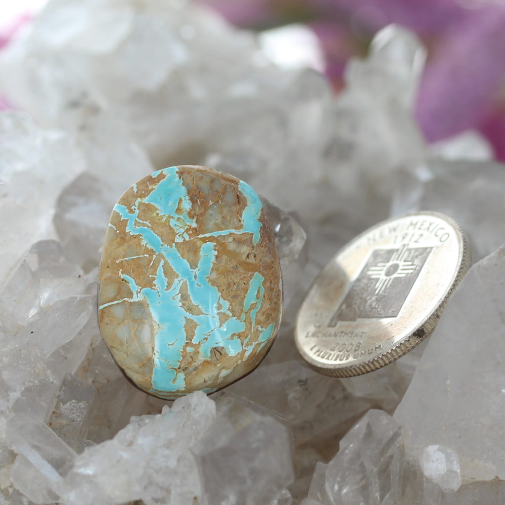 Large Blue Gold Royston Turquoise Cabochon Free Form 27.5x21.5mm