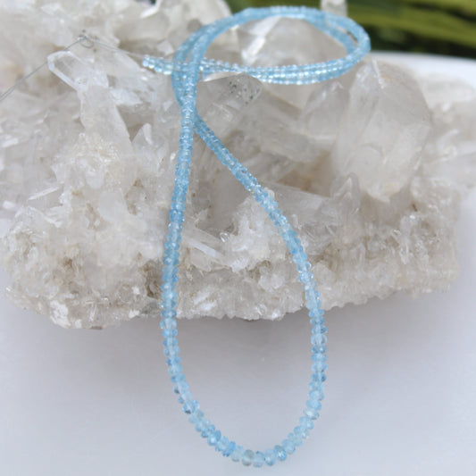 AAA AQUAMARINE BEADS Faceted Rondelles 2.8-4mm 18"