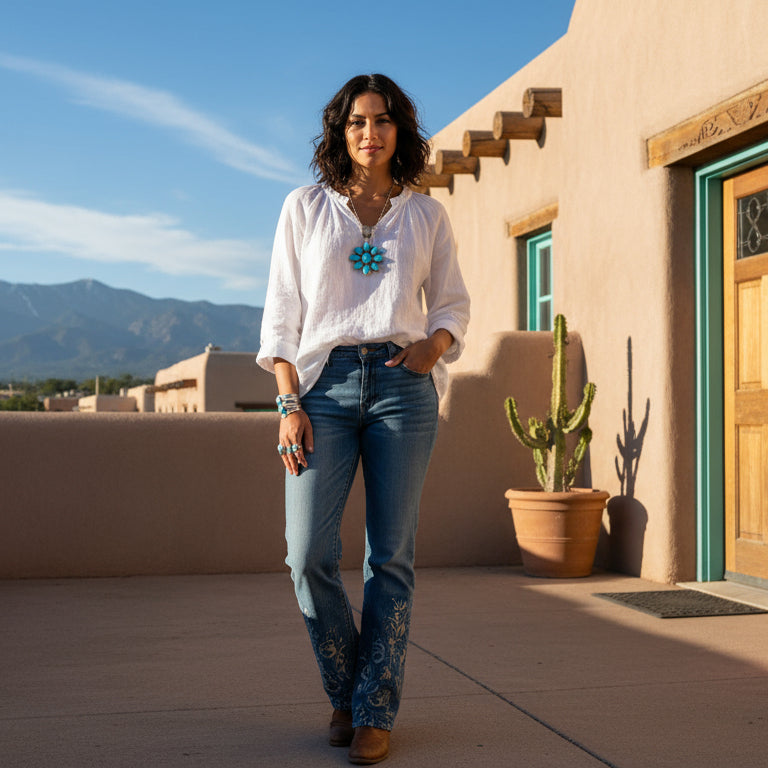 Bright Blue Ridge Nevada Turquoise Pendant Sterling Silver 9 Stone Gorgeous