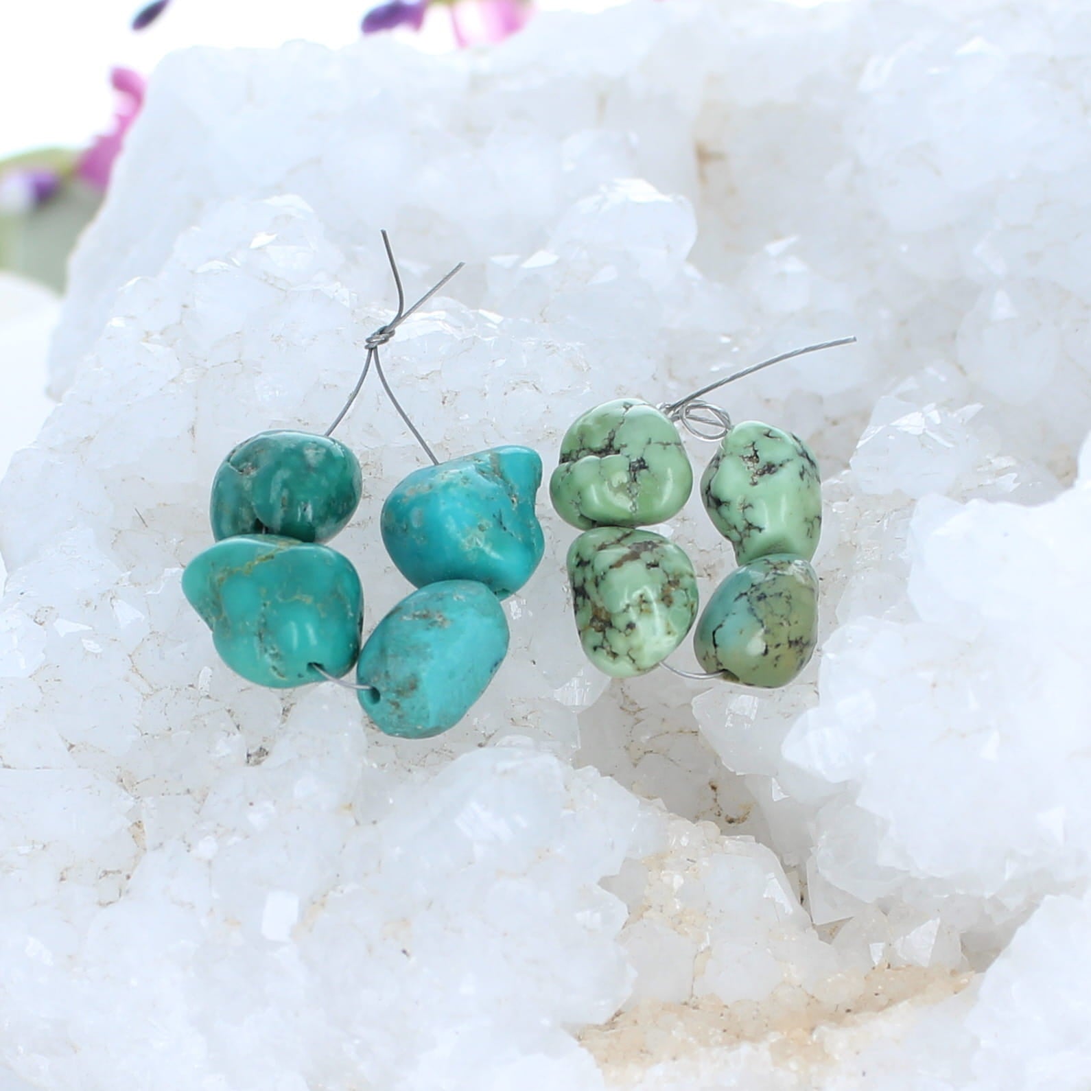 Mint Green and Aqua Turquoise Beads Nuggets -NewWorldGems