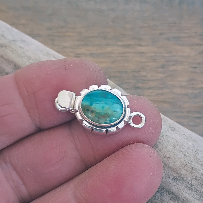 Peruvian Opal Clasp Sterling Classic Design Oval Shape 8x10mm