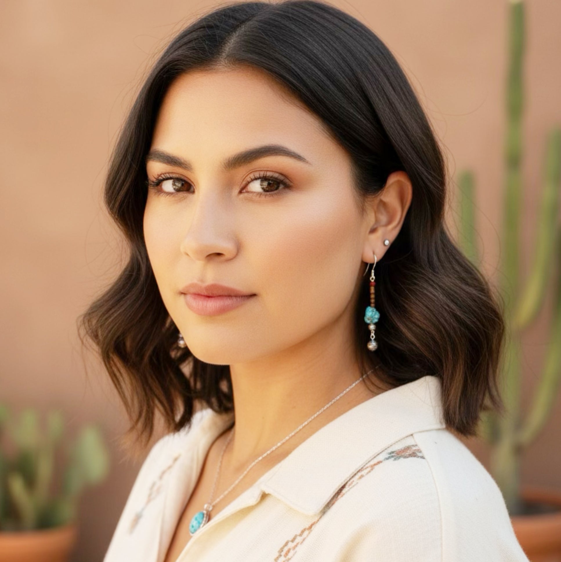AAA SONORAN TURQUOISE and Shell Spiny Oyster Earrings Southwest Boho