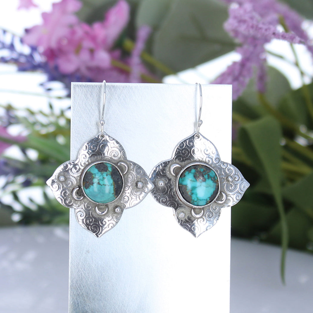 Blue Moon Turquoise Earrings Sky Sterling Silver Moons #2