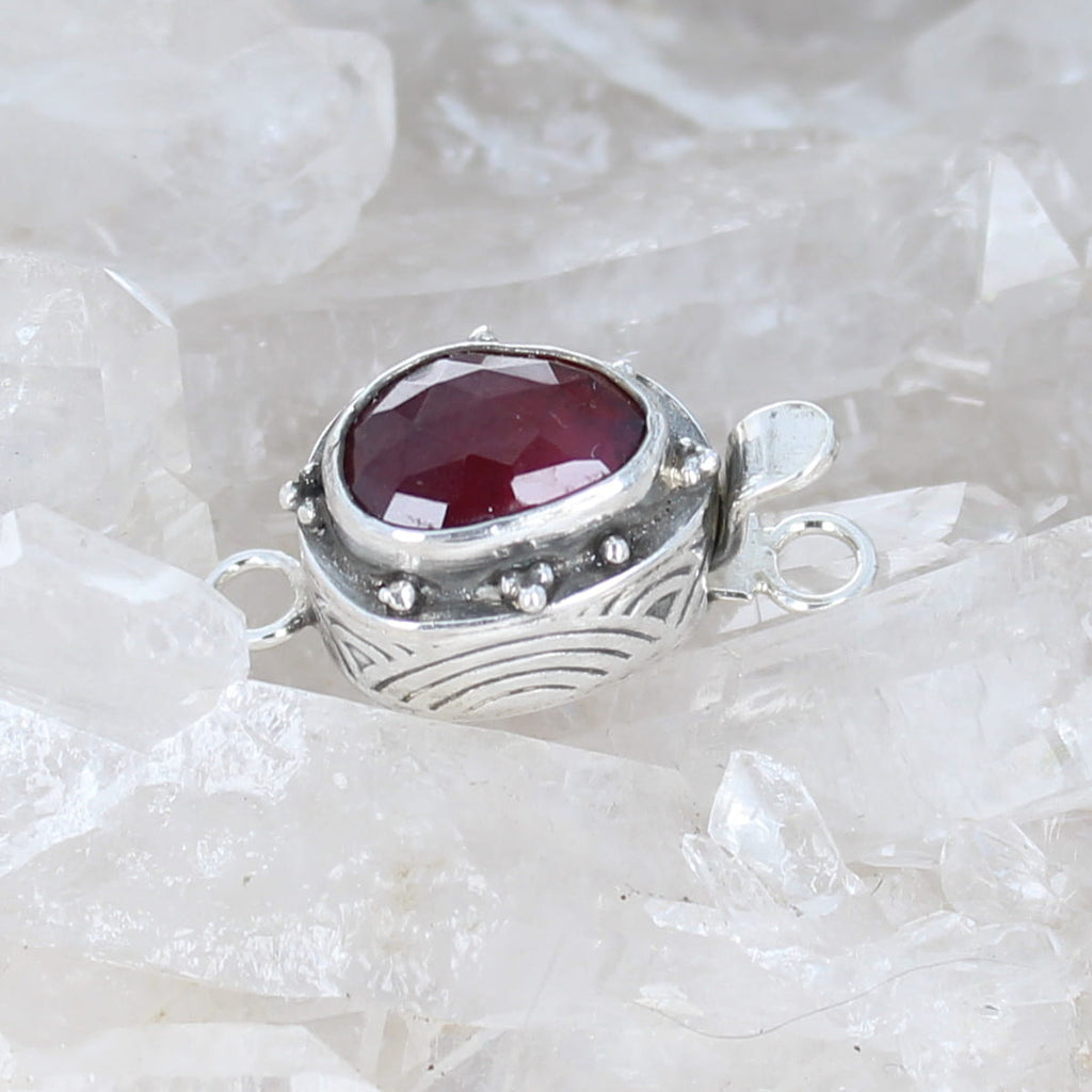 AAA Faceted Garnet Clasp Ball Design 11x8mm