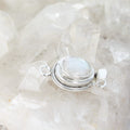 AAA Large Rainbow Moonstone Faceted Clasp Sterling 14x11.5mm