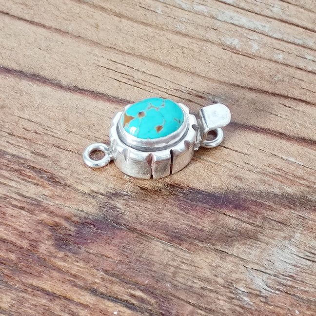 Rare Turquoise Nevada #8 Mine Clasp Sterling Silver Southwestern Design