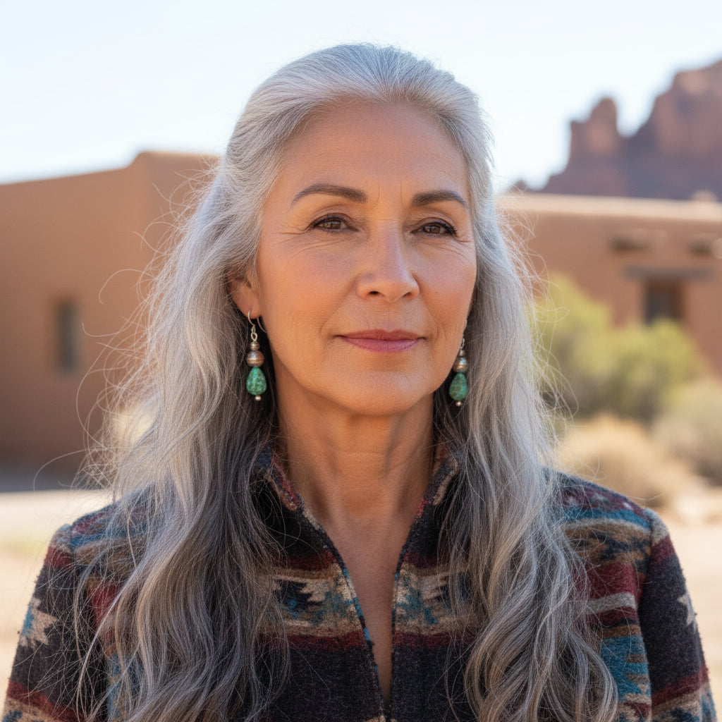 Light Green Blue Sonoran Mountain Turquoise Earrings Sterling Bench Made Beads