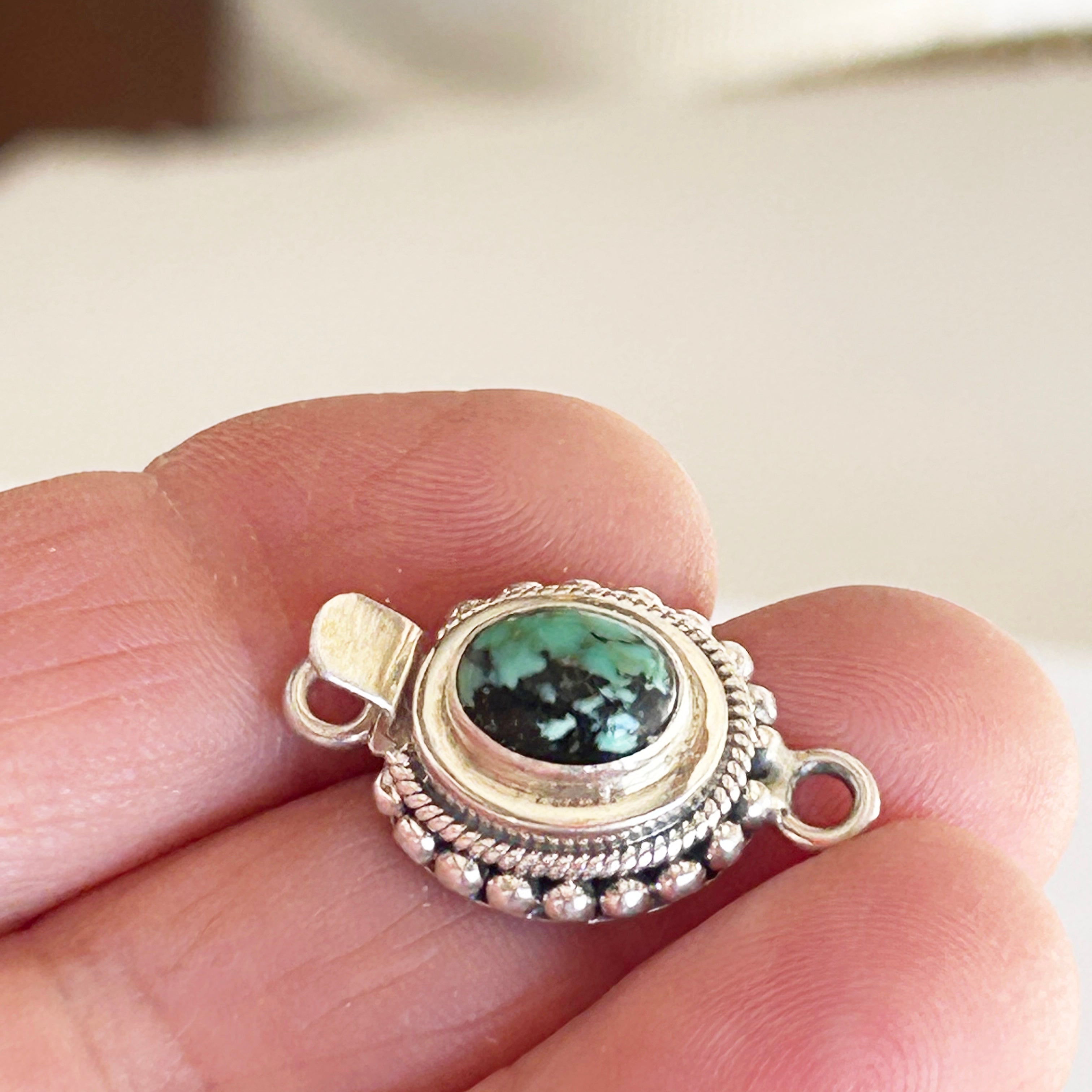AAA Nevada New Lander Turquoise Clasp Sterling Granulated Design