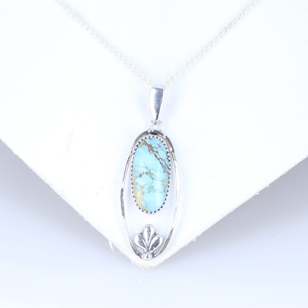 Hubei Sterling Turquoise Pendant Necklace Sky Blue Gorgeous