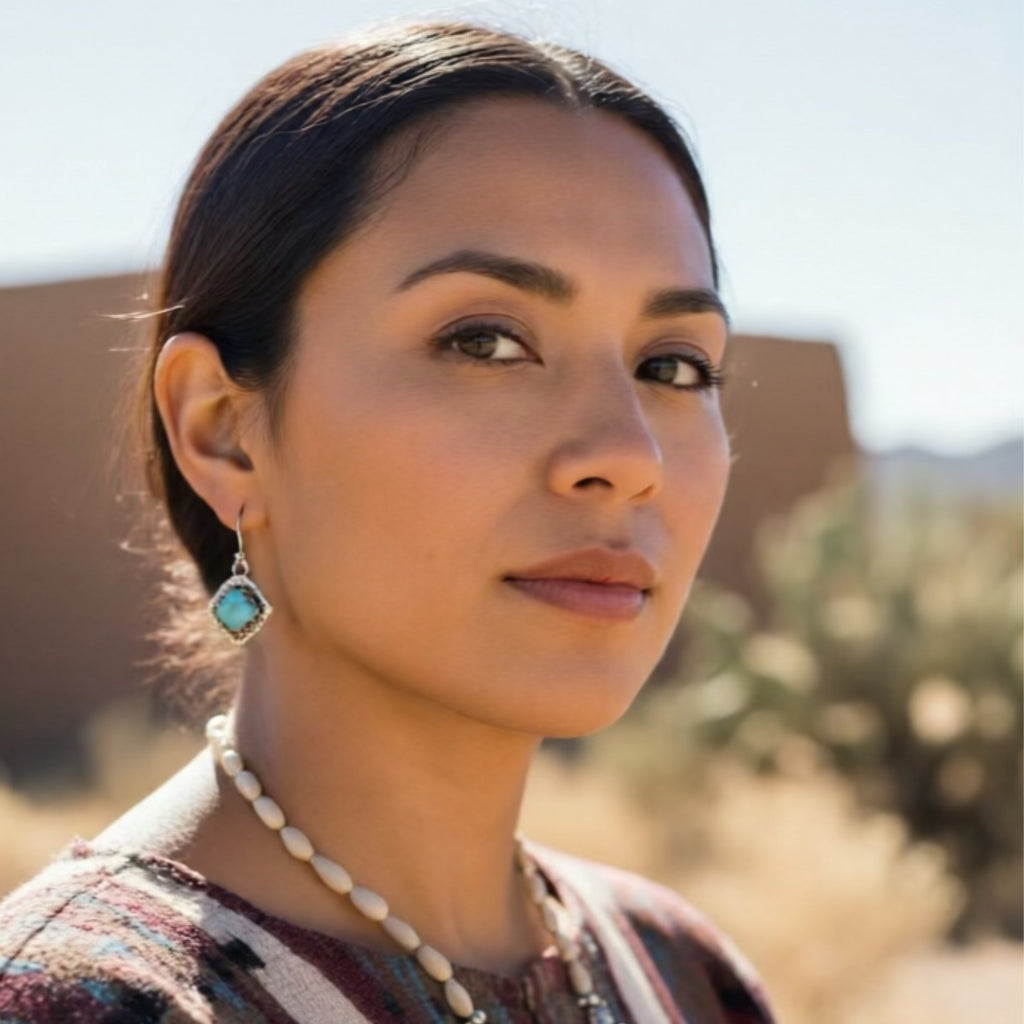 PILOT MOUNTAIN Turquoise Earrings Southwest Spiral Sterling