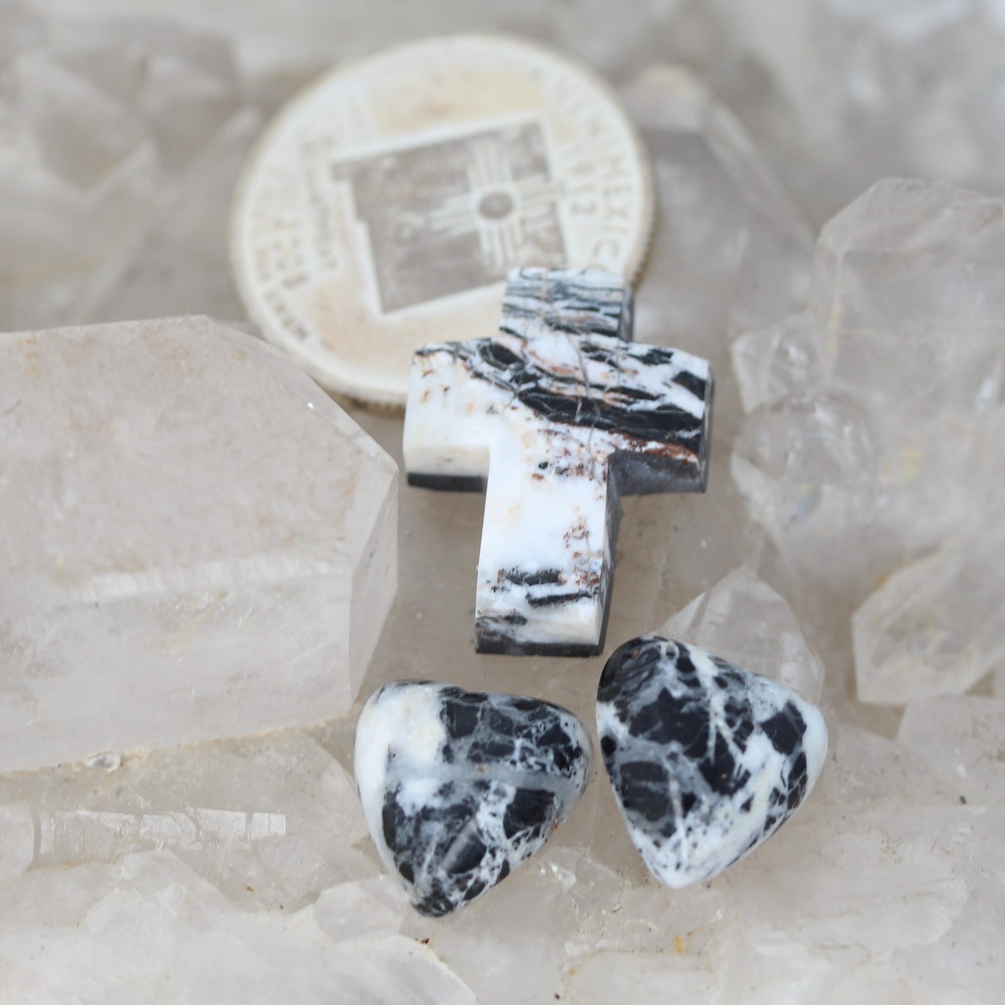 Rare White Buffalo Turquoise Cabochon Components 3 Pcs
