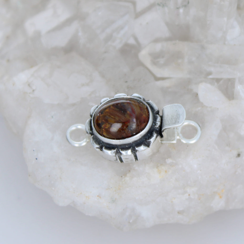 Deep Red Golden Peitersite Clasp Sterling Silver Southwest Style
