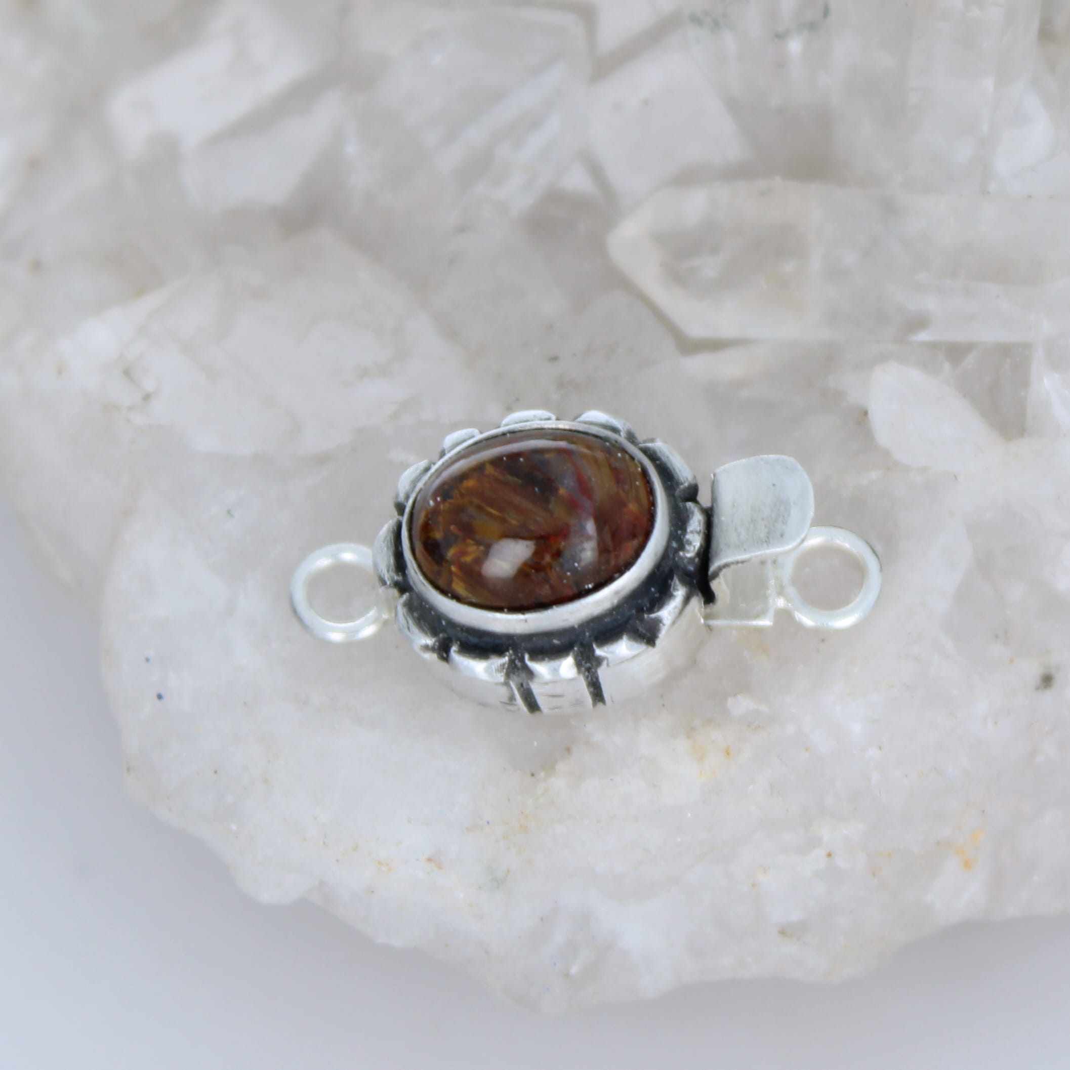 Deep Red Golden Peitersite Clasp Sterling Silver Southwest Style