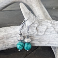 Light Aquan Blue Sonoran Turquoise Earrings Sterling Bench Made Beads