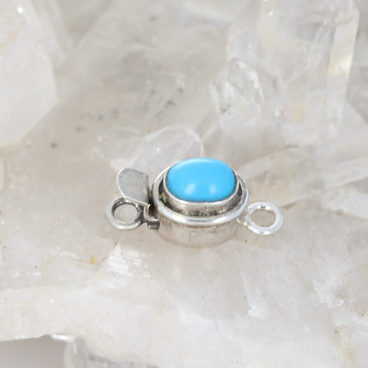 AAA Sleeping Beauty Turquoise Clasp Sterling Southwest 6x8mm Cushion