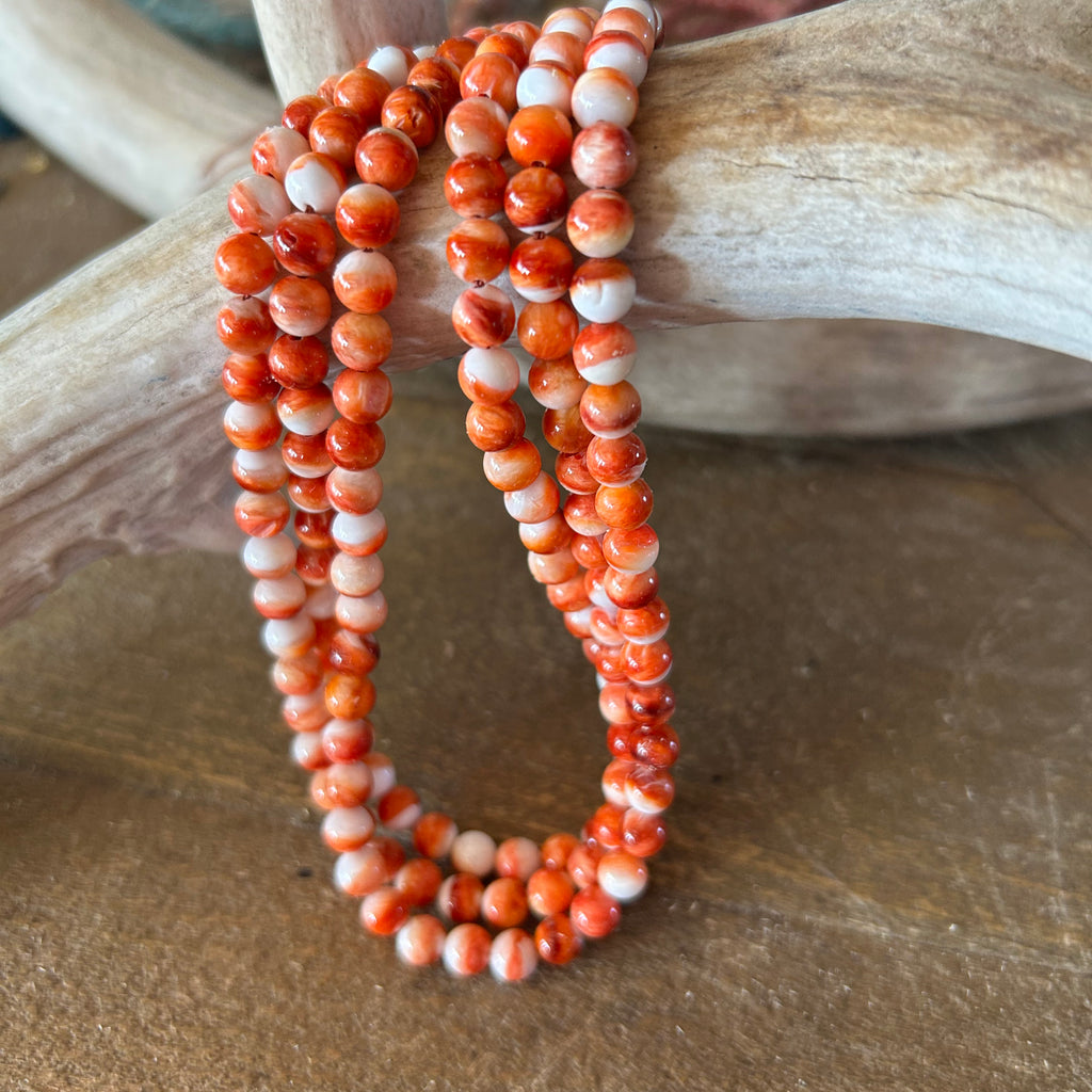 AAA Red/Orange Spiny Oyster Beads Round 6mm 16"