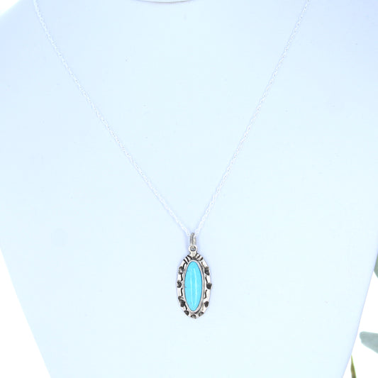Robins Egg Blue Turquoise Pendant Necklace Sterling Southwest