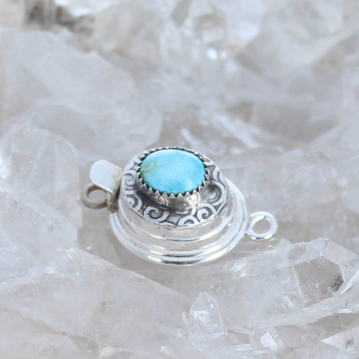 Pale Sky Blue Sonoran Mountain Turquoise Clasp Sterling Southwestern