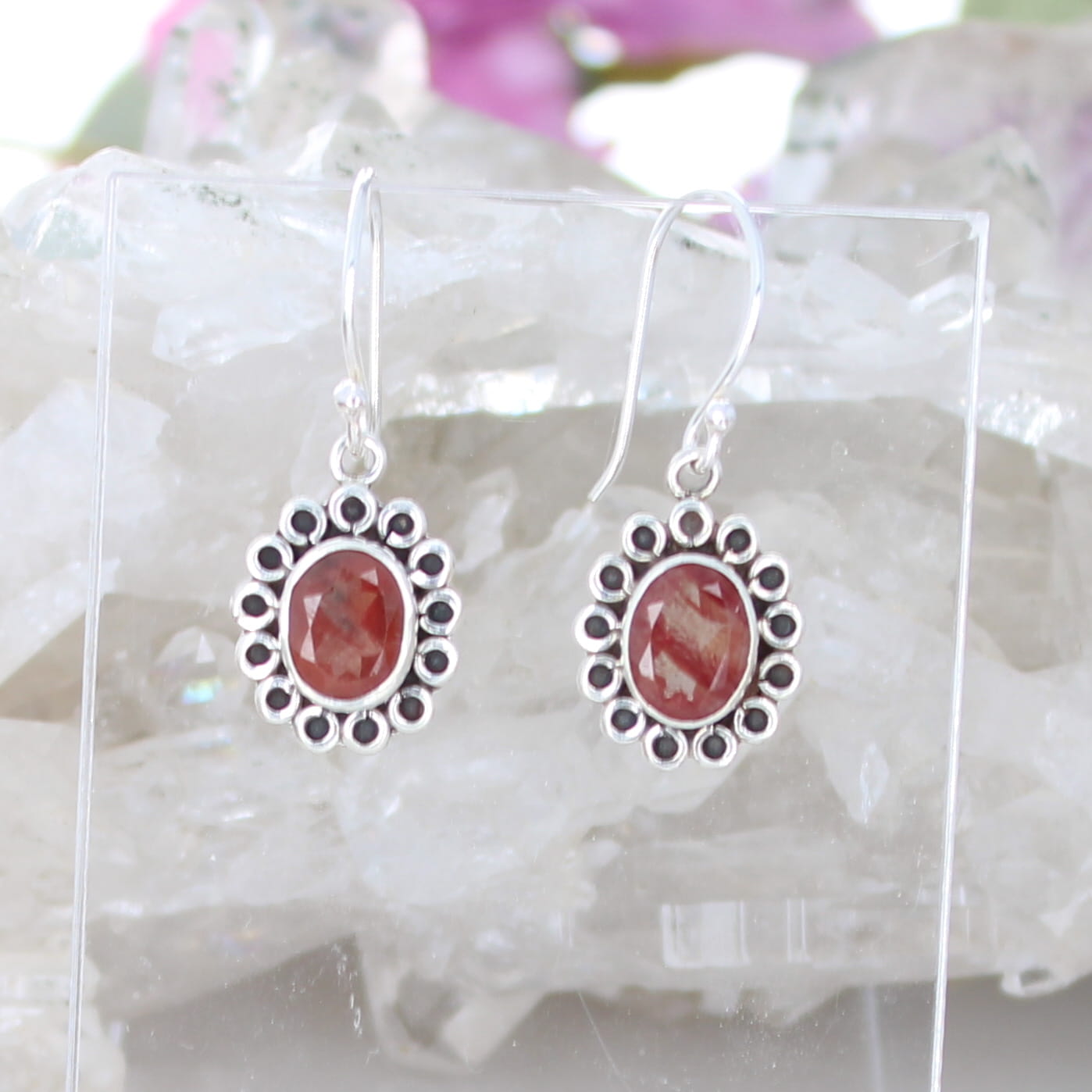 AAA Faceted Sienna Andesine Daisy Earrings Sterling Silver NewWorldGems